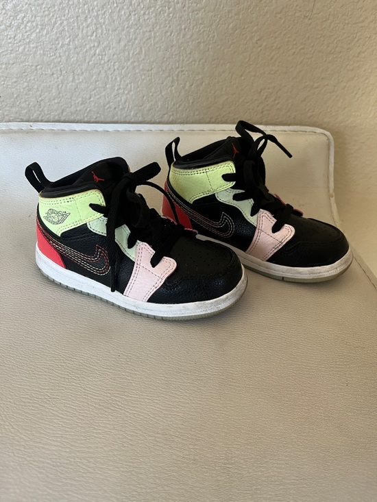Jordan Other - Jordan Kids Black, Light Green, Pink & Red High-Top Sneakers